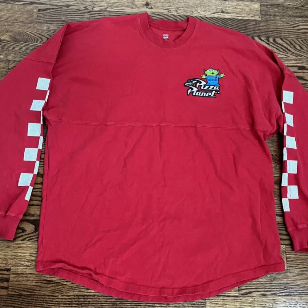 Disney Toy Story Pizza Planet Spirit Jersey Adult Medium Red Long Sleeve 3d Puff